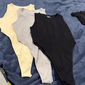 Stylish and Sexy Women's Bodysuit Set - Black, Gray, Cream